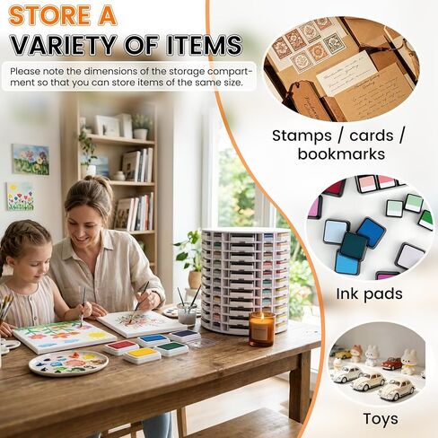 Rotating Ink Pad Storage Rack 144 Grids for 3" X 3" & 1.3" X 1.3" Ink Pads, Mini Cube Caddy Stamp Pad Organizer Holder 360° Rotating for Desktop, Home Office and School Etc. in Saudi Arabia