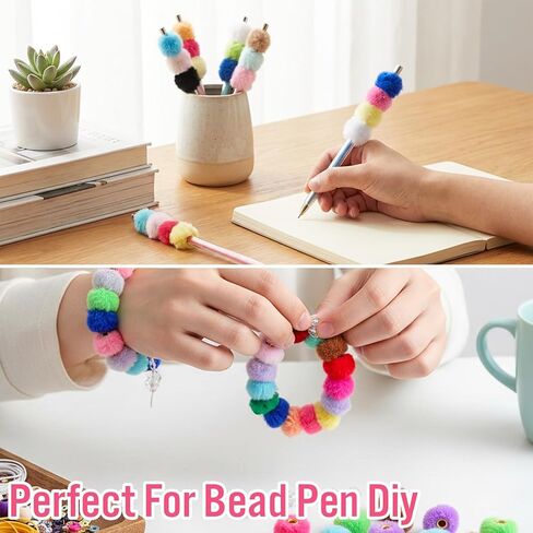 SULIKJHUI 70 Pcs Fuzzy Beads, 0.9 Inch Fluffy Focal Beads for Keychain Making, Soft Faux Fur Pom Poms for DIY Pens, Bracelets & Jewelry, Multicolor (23mm Diameter) in Kuwait