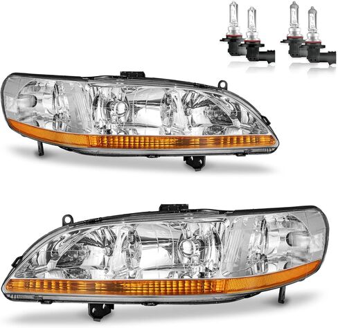 Headlights W/Bulbs for 1998 1999 2000 2001 2002 Honda Accord 2/4 Door Halogen Headlamp Replacement Driver & Passenger Side in Saudi Arabia