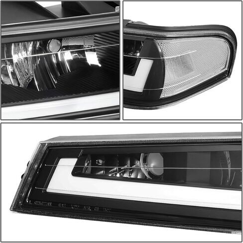 Auto Dynasty Headlights Assembly and Bumper Lamps 4Pcs Dual LED DRL Headlamps Replacement Compatible with Chevy Colorado GMC Canyon Isuzu I-Series 2004-2012, Black Housing Clear Corner in Kuwait
