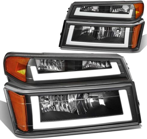 Auto Dynasty Headlights Assembly and Bumper Lamps 4Pcs Dual LED DRL Headlamps Replacement Compatible with Chevy Colorado GMC Canyon Isuzu I-Series 2004-2012, Black Housing Clear Corner in Kuwait