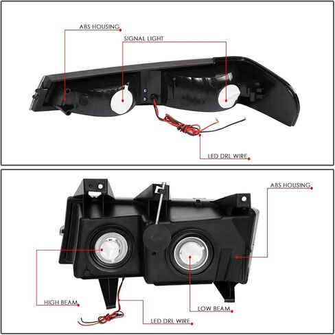 Auto Dynasty Headlights Assembly and Bumper Lamps 4Pcs Dual LED DRL Headlamps Replacement Compatible with Chevy Colorado GMC Canyon Isuzu I-Series 2004-2012, Black Housing Clear Corner in Kuwait