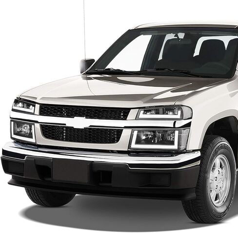Auto Dynasty Headlights Assembly and Bumper Lamps 4Pcs Dual LED DRL Headlamps Replacement Compatible with Chevy Colorado GMC Canyon Isuzu I-Series 2004-2012, Black Housing Clear Corner in Kuwait