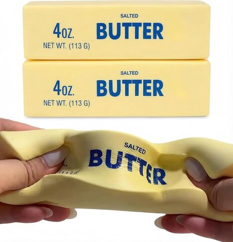 Butter Squishy Toy, Slow Rising Stress Relief Fidget, Soft PU Butter Stick Squeeze Toy, Realistic Food Squishy for Desk, Sensory Play, Relaxing Breaks, Party Favor, Gift Idea (2 PC) in Kuwait