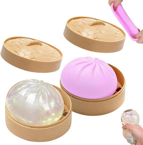 2 Pcs Dumpling Stress Balls – Real Dumpling Squeeze Fidget Sensory Toy, Soft Squeeze Decompression Dough Mystery Box Style Dumplings Set Toy for Anxiety Relief Desk in Saudi Arabia