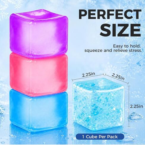 Ice Cube Squishy Fidget Toy Slow Rise Squeeze Sensory Toys,Stress Ball for Anxiety Relief, Focus Enhancement, Brain Relaxation & Strength Fostering-Dark Snow Blue in Saudi Arabia