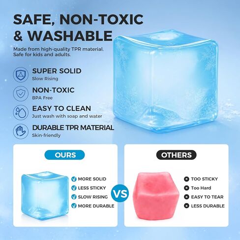 Ice Cube Squishy Fidget Toy Slow Rise Squeeze Sensory Toys,Stress Ball for Anxiety Relief, Focus Enhancement, Brain Relaxation & Strength Fostering-Dark Snow Blue in Saudi Arabia