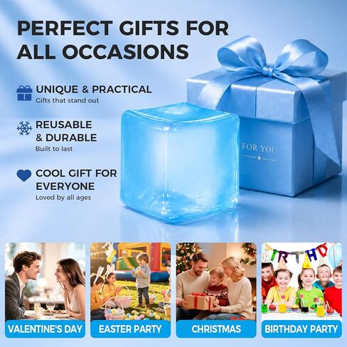 Ice Cube Squishy Fidget Toy Slow Rise Squeeze Sensory Toys,Stress Ball for Anxiety Relief, Focus Enhancement, Brain Relaxation & Strength Fostering-Dark Snow Blue in Saudi Arabia