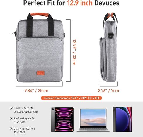 DTTO 13-12.9 Inch Sleeve Bag with Shoulder Strap, Double Handle Carrying Case Fits MacBook Neo, iPad Air 13-inch/iPad Pro 13-inch, iPad Pro 12.9-inch M2&M1 (2022-2018), Gray in Kuwait