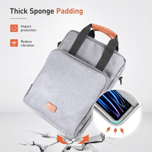 DTTO 13-12.9 Inch Sleeve Bag with Shoulder Strap, Double Handle Carrying Case Fits MacBook Neo, iPad Air 13-inch/iPad Pro 13-inch, iPad Pro 12.9-inch M2&M1 (2022-2018), Gray in Kuwait