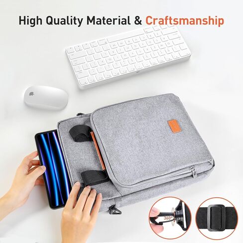DTTO 13-12.9 Inch Sleeve Bag with Shoulder Strap, Double Handle Carrying Case Fits MacBook Neo, iPad Air 13-inch/iPad Pro 13-inch, iPad Pro 12.9-inch M2&M1 (2022-2018), Gray in Kuwait