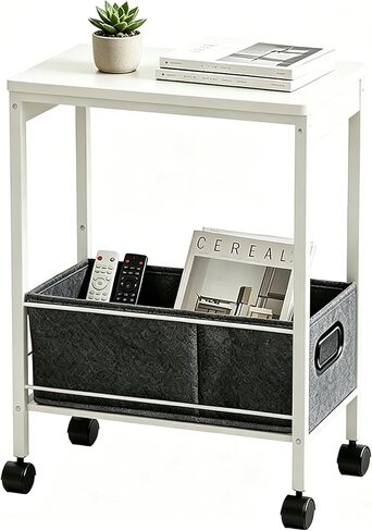 Slim Rolling Cart 10" D x 16" W x 22" H, Narrow Metal Utility Cart with Wheels, Mobile Side Table & Storage Basket for Small Spaces, Laundry Room, Dorm, Rustic Brown in Kuwait
