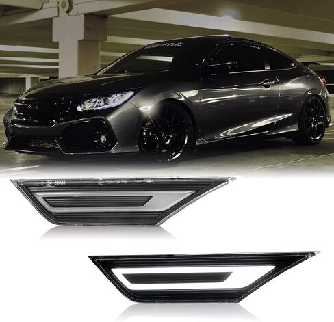 LED Side Marker Light Replacement for Civic (10th Gen) Coupe/Hatchback/Sedan 2016-2021, 2PCS Front Side Position Fender Driving Lamp, Clear Lens in Kuwait