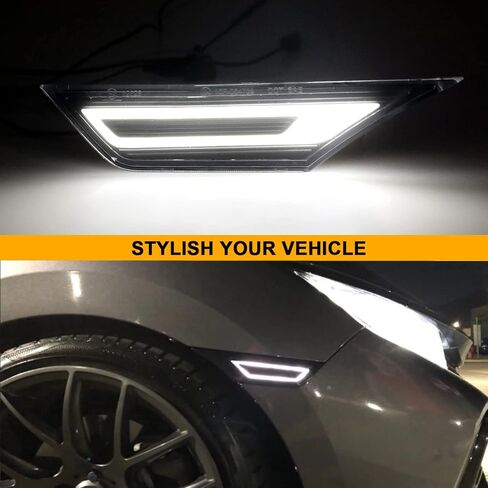 LED Side Marker Light Replacement for Civic (10th Gen) Coupe/Hatchback/Sedan 2016-2021, 2PCS Front Side Position Fender Driving Lamp, Clear Lens in Kuwait