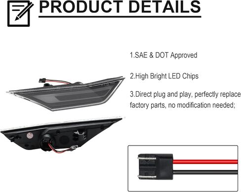 LED Side Marker Light Replacement for Civic (10th Gen) Coupe/Hatchback/Sedan 2016-2021, 2PCS Front Side Position Fender Driving Lamp, Clear Lens in Kuwait