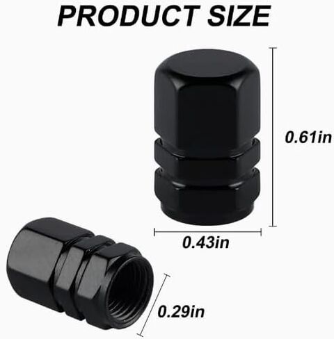 4Pcs Black Tire Valve Stem Caps, Aluminum Alloy Letter Pattern Valve Caps for Cars Trucks SUVs in Kuwait