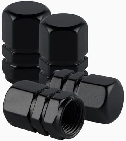 4Pcs Black Tire Valve Stem Caps, Aluminum Alloy Letter Pattern Valve Caps for Cars Trucks SUVs in Kuwait