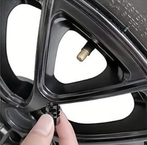 4Pcs Black Tire Valve Stem Caps, Aluminum Alloy Letter Pattern Valve Caps for Cars Trucks SUVs in Kuwait