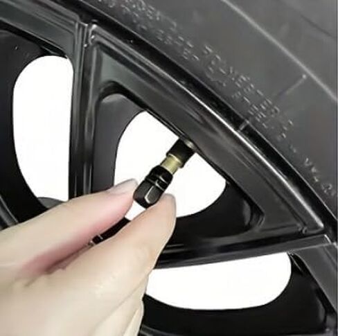 4Pcs Black Tire Valve Stem Caps, Aluminum Alloy Letter Pattern Valve Caps for Cars Trucks SUVs in Kuwait