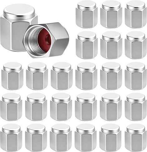 24 Pcs Metal Valve Stem Caps, Hexagon Valve Stem Caps, Silver Dust Proof Tire Valves Covers for Cars, Trucks, Motorbikes, Bikes in Saudi Arabia
