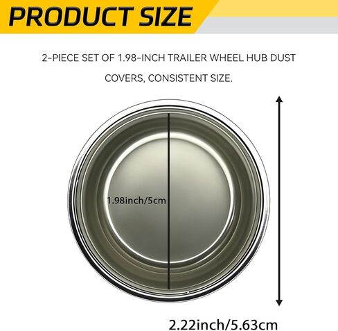 2PCS 1.98" Trailer Hub Dust Caps, Trailer Axle Caps Kit, Wheel Bearing Dust Cap Cup Grease Cover Replacement, Hub Bearing Cover Compatible with 2000-3500 lbs Lube Towed Vehicle Camper RV in Saudi Arabia