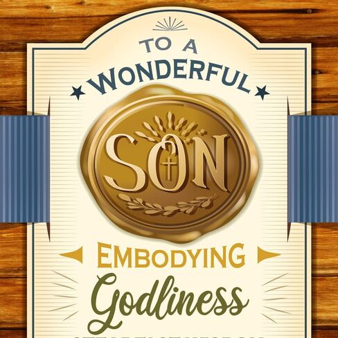 Prime Greetings Religious Son Father's Day Card, Made in America, Eco-Friendly, Thick Card Stock with Premium Envelope 5in x 7.75in, Packaged in Protective Mailer in Kuwait