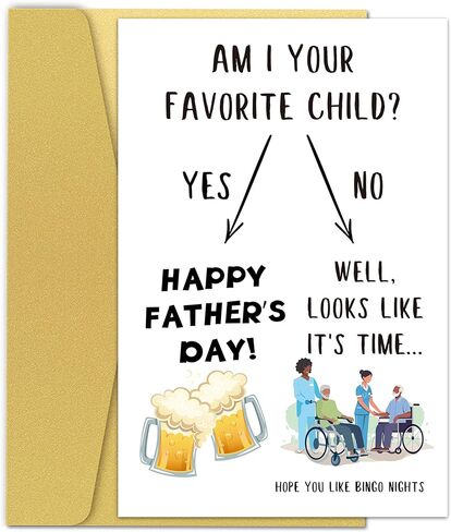 Funny Fathers Day Card for Dad, Humor Nursing Home Fathers Day Card from Daughter Son Children, Funny Father‘s Day Cards for Dad Grandpa Stepdad, Am I Your Favorite Child? in Saudi Arabia