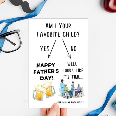 Funny Fathers Day Card for Dad, Humor Nursing Home Fathers Day Card from Daughter Son Children, Funny Father‘s Day Cards for Dad Grandpa Stepdad, Am I Your Favorite Child? in Saudi Arabia