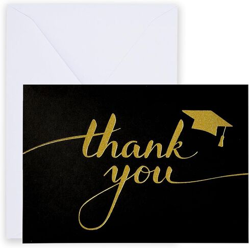 Gift Boutique 50 Graduation Thank You Cards with Envelopes Black Gold Thank You Notes Bulk Graduation Party Supplies Senior Congrats Cards Set in Kuwait