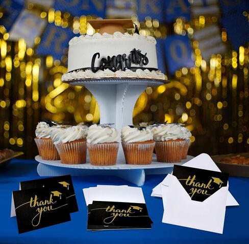 Gift Boutique 50 Graduation Thank You Cards with Envelopes Black Gold Thank You Notes Bulk Graduation Party Supplies Senior Congrats Cards Set in Kuwait