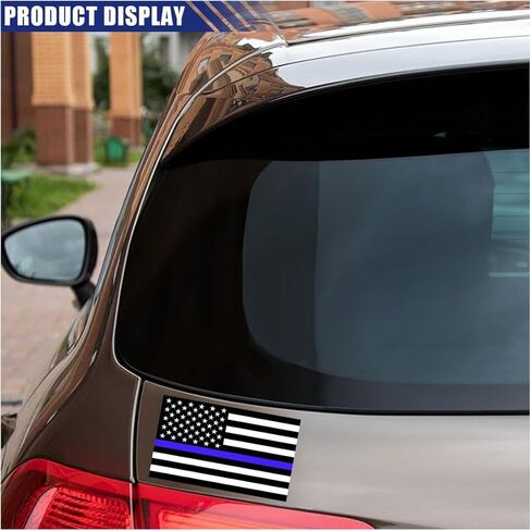 BDZMC 3PCS American Flag Car Sticker Decal, 4.4 X 2.4 Inch Thin Blue Line Reflective Sticker, American Flag Window Decal, Police Support Bumper Decals for Trucks Cars Laptop Motorcycles (Black/Blue) in Saudi Arabia