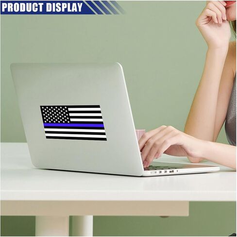 BDZMC 3 قطع ملصق سيارة العلم الأمريكي، 4.4 × 2.4 بوصة ملصق عاكس بخط أزرق رفيع، ملصق نافذة العلم الأمريكي، شارات ممتصة للصدمات لدعم الشرطة للشاحنات والسيارات والدراجات النارية (أسود/أزرق) in Kuwait