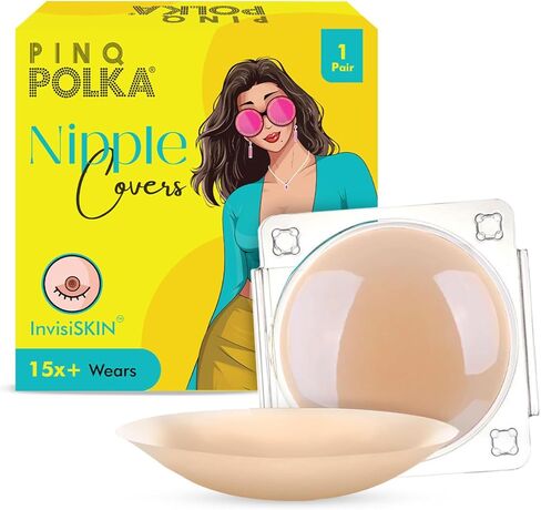 PINQ POLKA Reusable Silicone Nipple Covers for Women - Ultra-Thin Sticky Adhesive Pasties - Invisible No-Show Breast Petals in Saudi Arabia