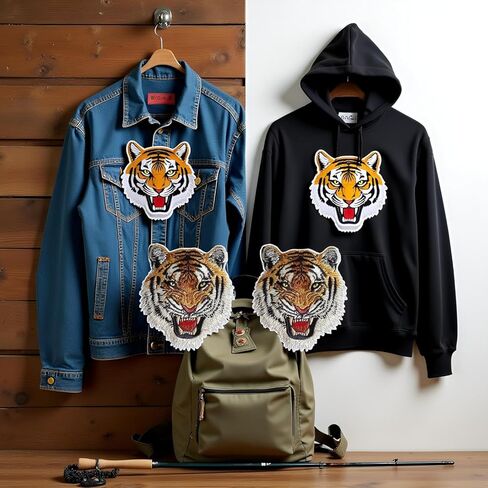 3 Pcs Tiger Face Sew on or Iron on Embroidery Patches for Jeans, Shirts, Hoodies, Blouses, Bags, Caps, Backpacks, Purses, Tiger Face Appliques, Embroidered Appliqué in Kuwait