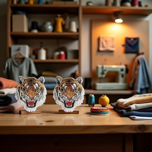 3 Pcs Tiger Face Sew on or Iron on Embroidery Patches for Jeans, Shirts, Hoodies, Blouses, Bags, Caps, Backpacks, Purses, Tiger Face Appliques, Embroidered Appliqué in Kuwait