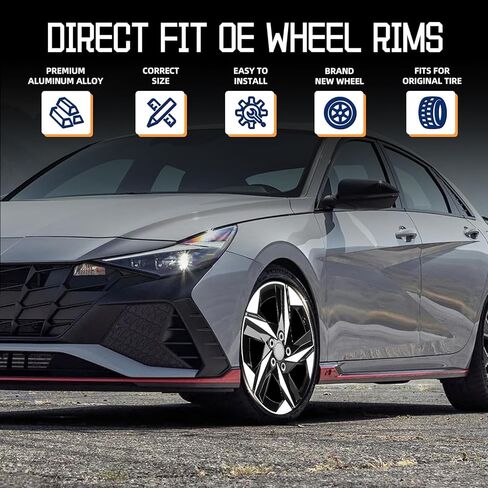 New Replacement Rim 17"x7" Silver Premium Aluminum Alloy Wheel Rims Fit for Hyundai Elantra 2021 2022 2023, Direct Fit and OE Stock Specs 17x7 inch Rim in Saudi Arabia