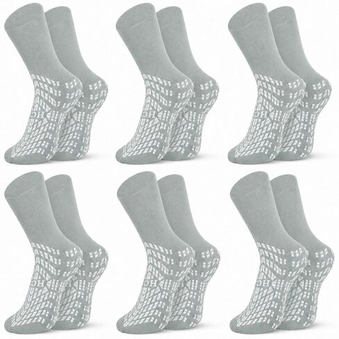 HCS XL Hospital Socks with Grips for Women & Men (6 Pairs) - All-Around 360 Tread, Non Slip Socks for Elderly - Hospital Grip Socks, Non Skid Socks - Seniors, Fall Risk Patient Slippers (Pink, XL) in Saudi Arabia