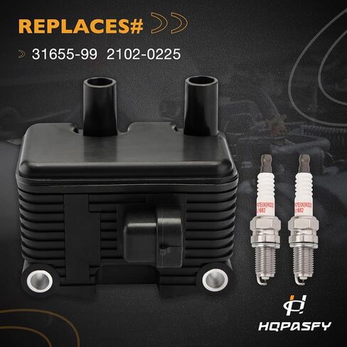 ملف إشعال 0.5 أوم وقطعتان من شمعات الإشعال، متوافقة مع 1999-2006 Harley Dyna/Softail/Electra Glide/Sportster 883/1200، DXL/FLT/FXD/FLST/FXST والمزيد، استبدال # 31655-99/2102-0225 in Kuwait
