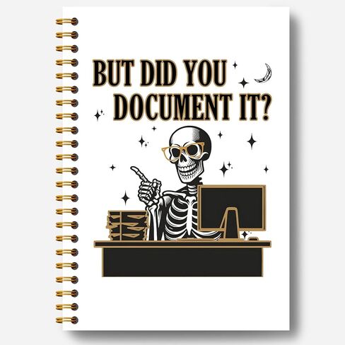 Guymn Funny Gothic Work Notebook, Funny Office Notebooks for Work, Sarcastic Gothic Skeleton Office Journal, But Did You Document It Hardcover Spiral Notebooks 5.5x8.3 Inch in Kuwait
