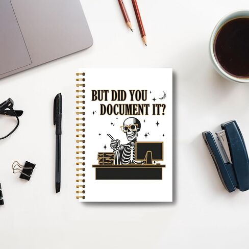 Guymn Funny Gothic Work Notebook, Funny Office Notebooks for Work, Sarcastic Gothic Skeleton Office Journal, But Did You Document It Hardcover Spiral Notebooks 5.5x8.3 Inch in Kuwait