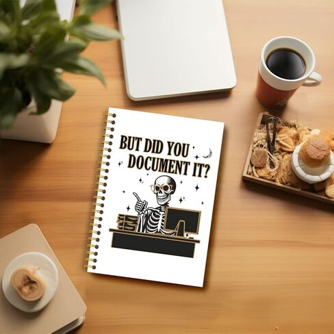 Guymn Funny Gothic Work Notebook, Funny Office Notebooks for Work, Sarcastic Gothic Skeleton Office Journal, But Did You Document It Hardcover Spiral Notebooks 5.5x8.3 Inch in Kuwait