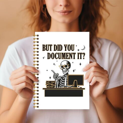Guymn Funny Gothic Work Notebook, Funny Office Notebooks for Work, Sarcastic Gothic Skeleton Office Journal, But Did You Document It Hardcover Spiral Notebooks 5.5x8.3 Inch in Kuwait
