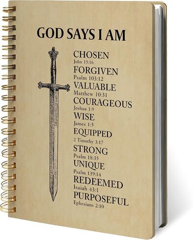 God Says I Am Christian Notebook Journal, Christian Gifts for Men Notebooks for Note Taking, Sword Bible Verse Religious Journal, Hardcover Spiral Notebook 5.5x8.3 Inch in Saudi Arabia