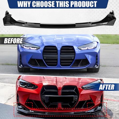 Front Bumper Lip Compatible with 2021-2026 BMW G80 M3 G82 G83 M4, Gloss Black V-Style Air Splitter Chin Body Kit in Saudi Arabia