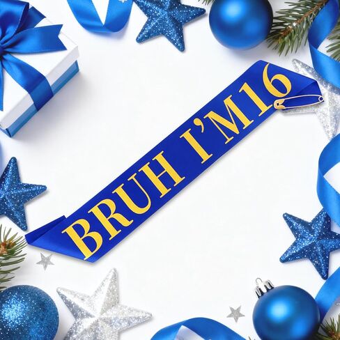 Canitor BRUH I'M 16 Birthday Sash Happy Funny 16th Birthday Decorations For Boy Girl 16 Year Old Boy Gifts (black) in Saudi Arabia