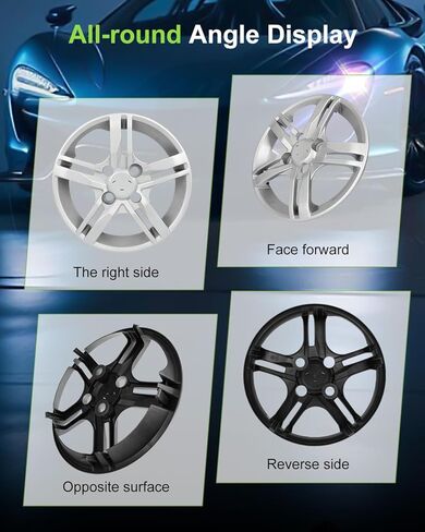 SCITOO Silver Hubcaps, 4pcs, 13", fits Most Cars, Easy Install, Stylish & Enduring in Kuwait