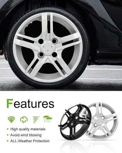 SCITOO Silver Hubcaps, 4pcs, 13", fits Most Cars, Easy Install, Stylish & Enduring in Kuwait