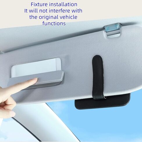 Car Sun Visor Organizer, PU Leather Auto Visor Storage Pouch with Card Slots & Glasses Holder, Easy Clamp Installation for Car Interior Organization (Black) in Kuwait