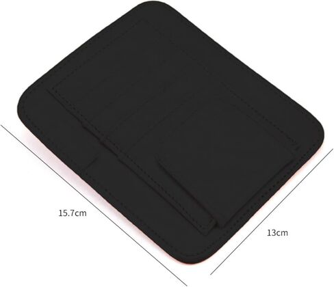 Car Sun Visor Organizer, PU Leather Auto Visor Storage Pouch with Card Slots & Glasses Holder, Easy Clamp Installation for Car Interior Organization (Black) in Kuwait