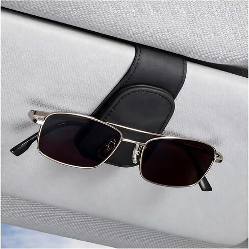 Sunglasses Holder for Car, Leather Eyeglass Clip, Magnetic Ticket Card Clip, Universal Car Sun Visor Storage Multi-Functional Interior Accessory for SUV Pickup Trucks in Saudi Arabia
